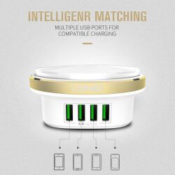 Ldnio Lampe Veilleuse & Chargeur 2 En 1 - 4 USB 4.4 A - Auto Id - A4406 - Blanc – Image 4