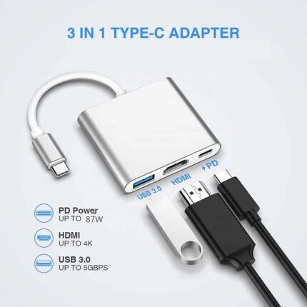 CONVERTISSEUR ADAPTATEUR TYPE-C --> USB3.0 + HDMI + TYPE-C