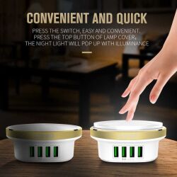 Ldnio Lampe Veilleuse & Chargeur 2 En 1 - 4 USB 4.4 A - Auto Id - A4406 - Blanc – Image 5