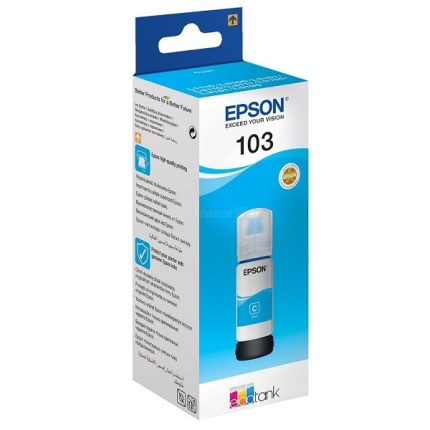 BOUTEILLE D'ENCRE EPSON ORIGINAL CYAN 103 L1100/L1200/L3100/L3200/L5100/L5200