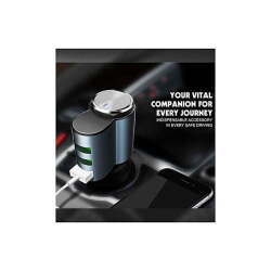 Ldnio Oreillette Bluetooth & Chargeur Auto 3 Sorties 4.2A - Cm21 - Bleu/Noir – Image 3