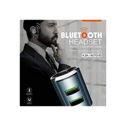 Ldnio Oreillette Bluetooth & Chargeur Auto 3 Sorties 4.2A - Cm21 - Bleu/Noir – Image 4