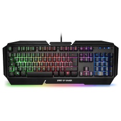 Spirit of Gamer Pro-K5 Clavier semi-mécanique pour gamer, rétro-éclairage RGB (AZERTY, Français)