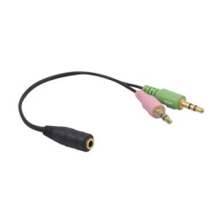 ADAPTATEUR VIVANCO 2X JACK FEMELLE --> 1 JACK MALE AUDIO+MICROPHONE