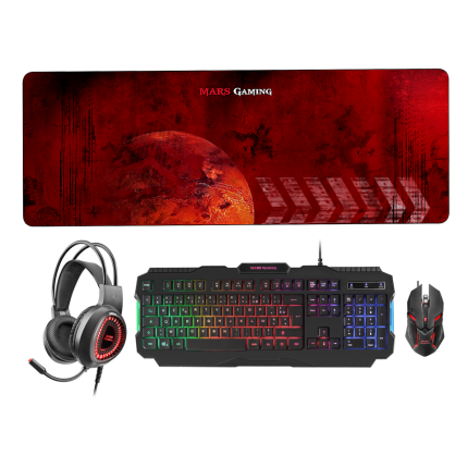 COMBO MARS GAMING Clavier-Souris-Tapis- Casque MCPRGB2