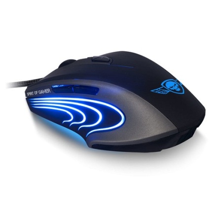 Spirit of Gamer XPert-M5 SOURIS FILAIRE POUR GAMER - DROITIER - CAPTEUR 6000 DPI - 9 BOUTONS PROGRAMMABLES - RÉTRO-ÉCLAIRAGE BLEU - POIDS AJUSTABLE