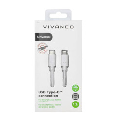 USB-C/USB-C 2.0 Cabel 1.2m Vit VIVANCO